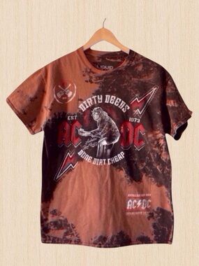 AC/DC Dirty Deeds Graphic Tee | Handmade Tie-Dye | Grunge Rock Aesthetic